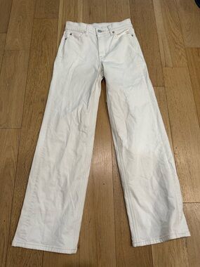 AYR The Secret Sauce Jeans Womens Size 24S White Straight Stretch Wide Leg